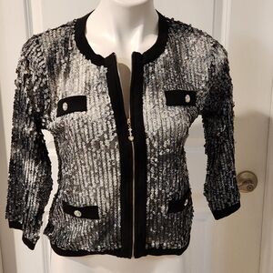 Stunning gray sequins Michael Simon jacket size medium